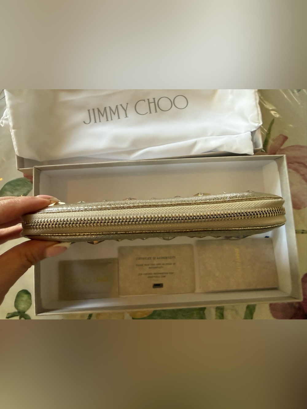 Jimmy Choo Metallic Star-Embellished Wallet- Silver Color / Silver-tone hardware - Picture 5 of 16
